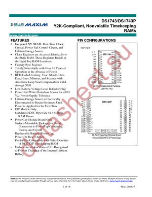 DS1743W-120IND+ datasheet  